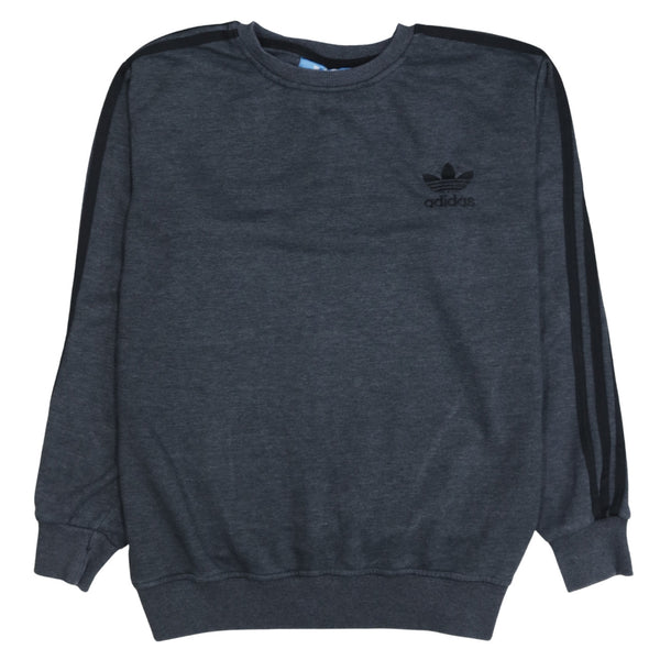 Adidas Dark Charcoal Sweatshirt Women's XLarge Embroidered Trefoil Logo Three Stripe Sleeves Pullover