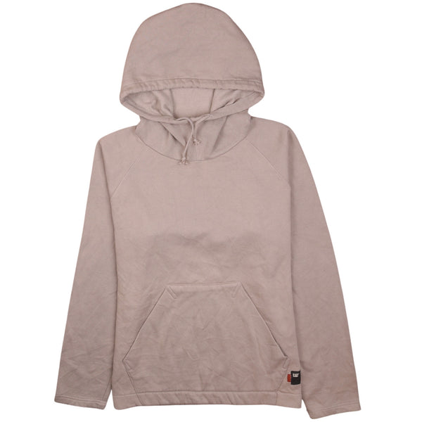 Cat 90's Drawstring Pockets Pullover Hoodie Small Beige Cream