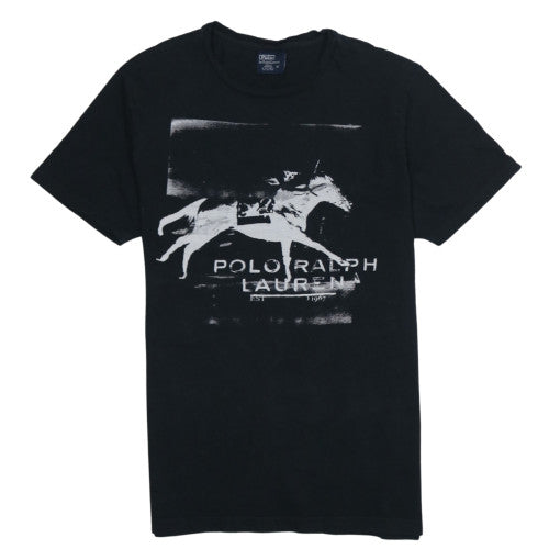 Polo Ralph Lauren Black Graphic T Shirt Women’s Medium Printed Pony Logo Casual Top Tee