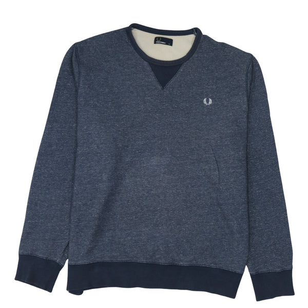 Fred Perry Navy Blue Sweatshirt Men's XLarge Embroidered Laurel Wreath Crewneck Pullover