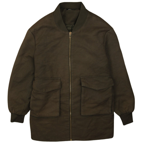 Ginatricot 90's Khaki Green Heavyweight Windbreaker Small Full Zip