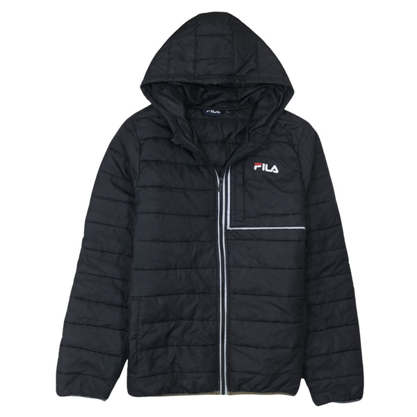 Fila 90's Lightweight Full Zip Up Puffer Jacket Large Black