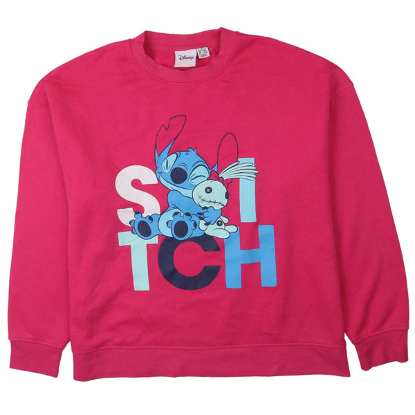 Disney 90's Stitch Crew Neck Sweatshirt Medium Pink