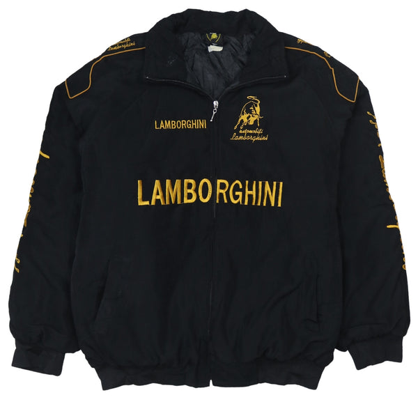 Lamborghini 90's Spellout Full Zip Up Nascar Jacket XLarge Black