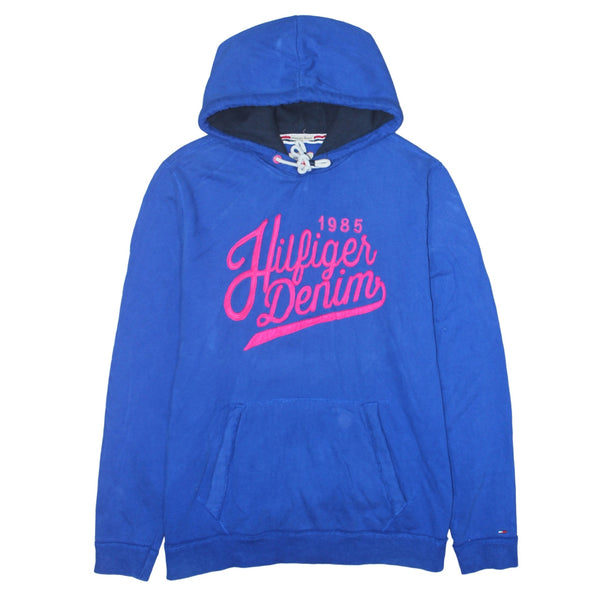 Tommy Hilfiger Blue Hoodie Women’s XXLarge Embroidered Hilfiger Denim Logo Front Pocket Pullover