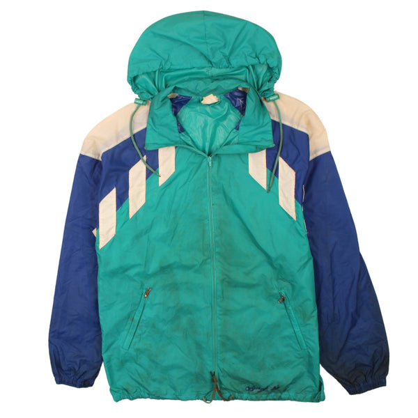 Adidas 90's Men's Medium Green Full Zip Hooded Windbreaker Jacket