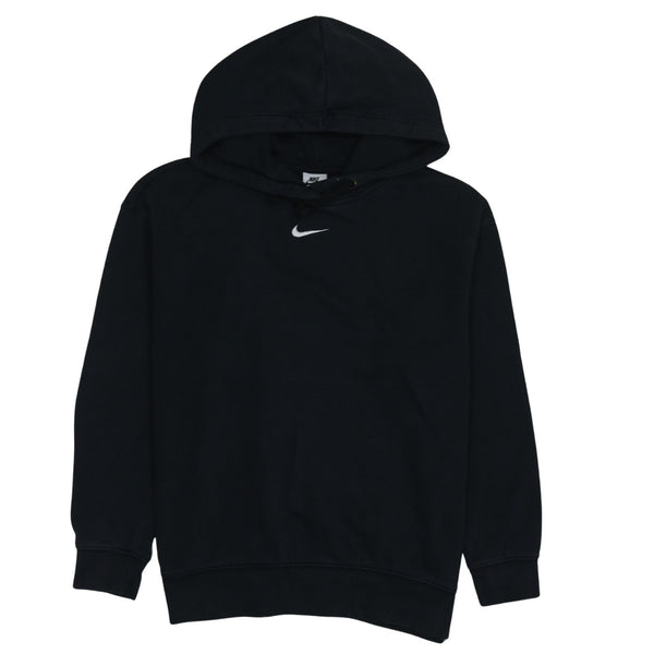 Nike Black Hoodie Men’s Small Embroidered Swoosh Logo Pullover Fleece Sweatshirt