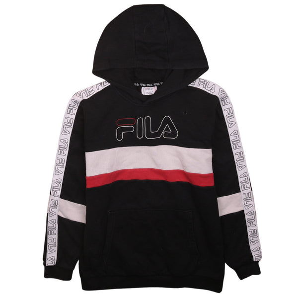 Fila 90's Spellout Pullover Hoodie Large (missing sizing label) Black