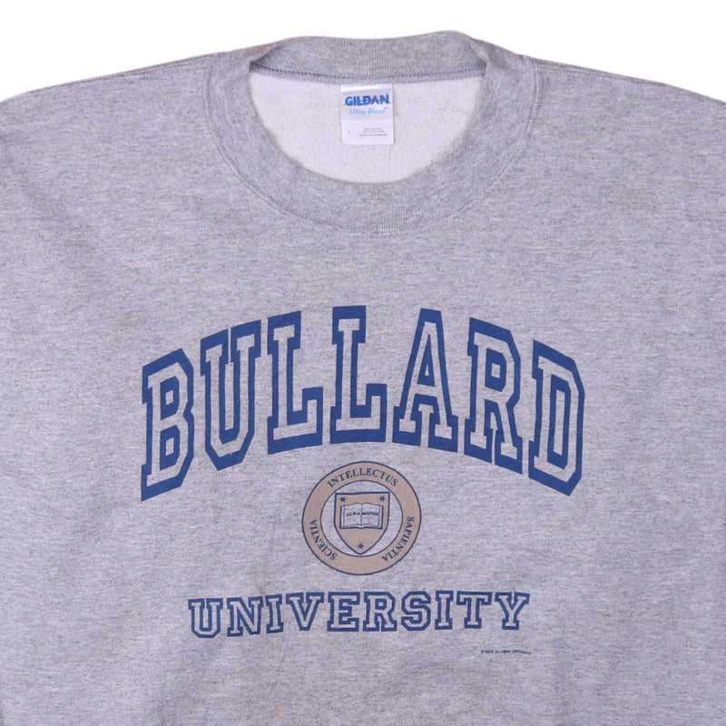 Gildan 90's Bullard University Crew Neck Sweatshirt Large Grey