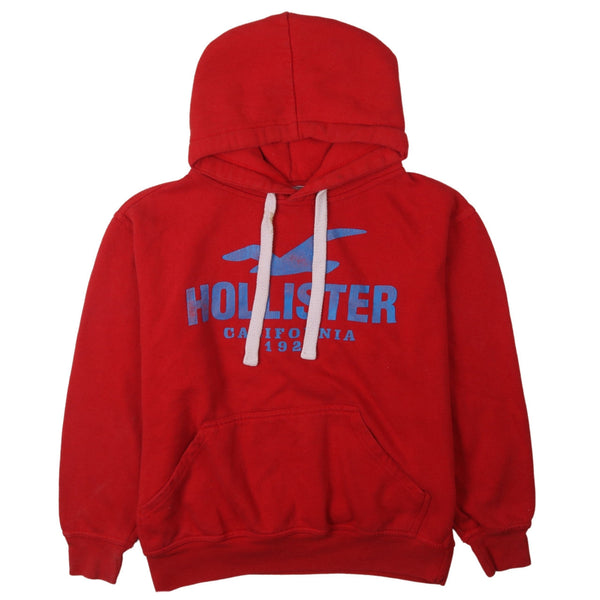 Hollister 90's Spellout Pullover Hoodie Medium Red