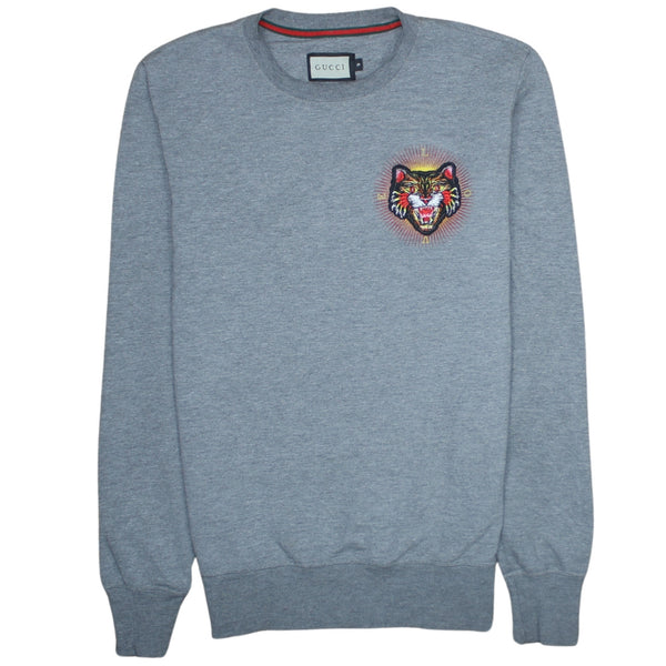 Gucci 90's Lightweight Crew Neck Sweatshirt Small Grey