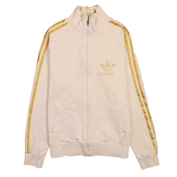 Adidas 90's Track Jacket Retro Full Zip Up Sweatshirt Medium Beige Cream