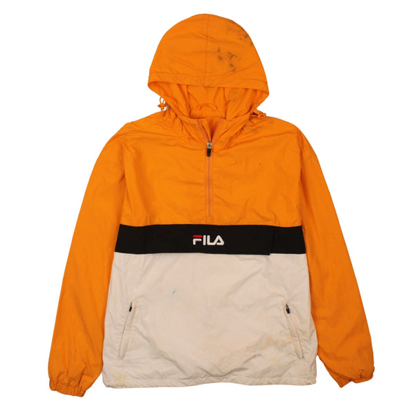 Vintage Fila 90's Beige Cream Hooded Windbreaker, Men's XSmall