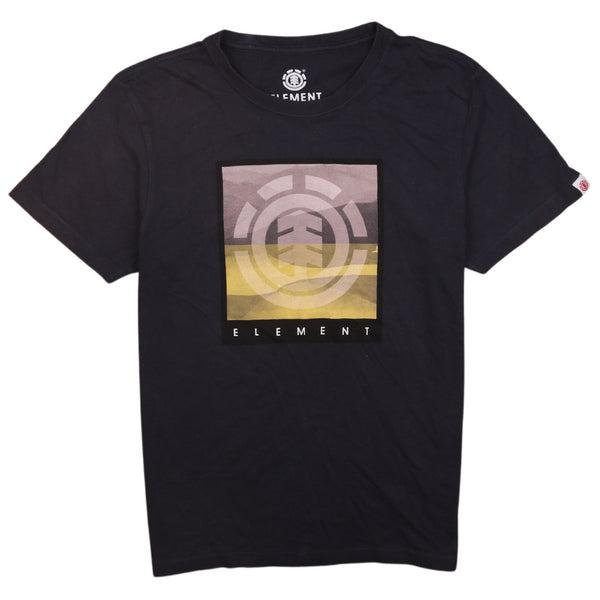 Element 90's Spellout Crew Neck T Shirt Small (missing sizing label) Navy Blue