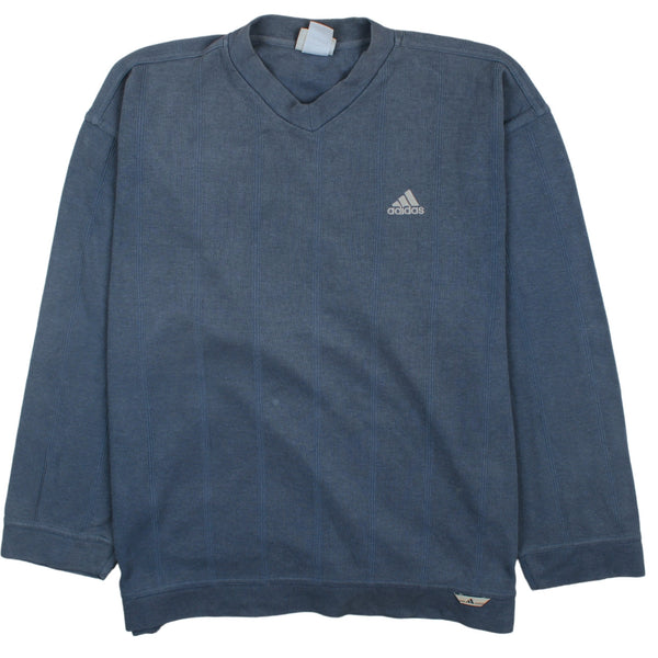 Adidas 90's V Neck Sweatshirt Large Blue