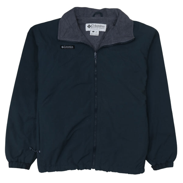 Columbia Navy Blue Windbreaker Jacket Men's Large Full Zip Fleece Lined Embroidered Logo Outerwear
