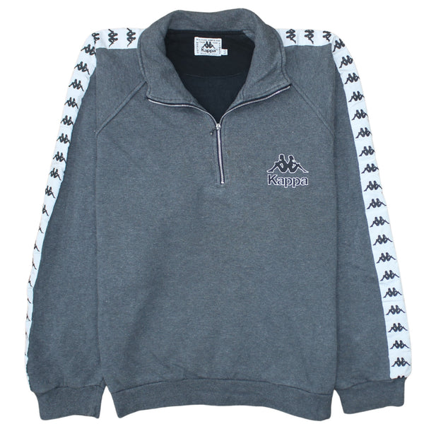 Kappa 90's Lightweight Quarter Zip Sweatshirt Large Grey
