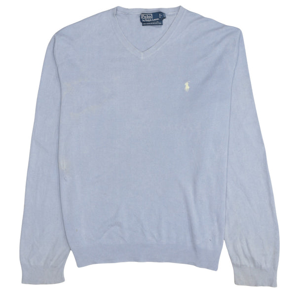 Polo by Ralph Lauren 90's Lightweight V Neck Sweatshirt Large Blue