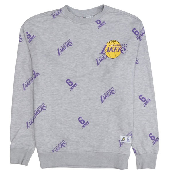 NBA 90's Los Angeles Lakers Crew Neck Sweatshirt Medium Grey