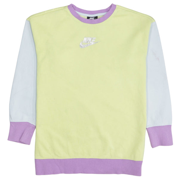 Nike 90's Center Middle Swoosh Crew Neck Sweatshirt Large Yellow