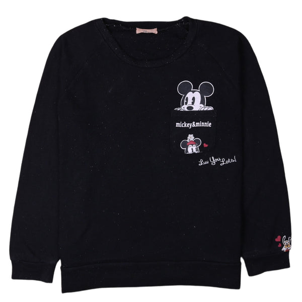 Diseny 90's Mickey & Minnie Crew Neck Sweatshirt Medium (missing sizing label) Black