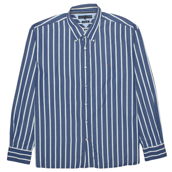 Tommy Hilfiger 90's Long Sleeve Button Up Shirt XXLarge (2XL) Navy Blue