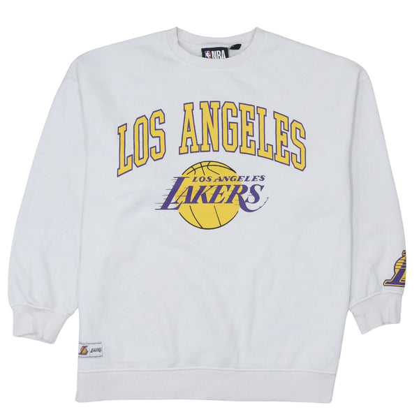 NFL White Sweatshirt Women’s Small Los Angeles Lakers Printed Logo Crewneck Pullover