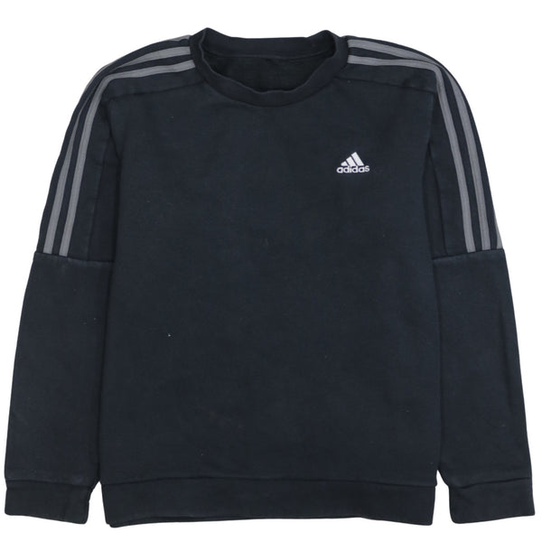 Adidas 90's Striped Sleeve Crew Neck Sweatshirt Medium  Black