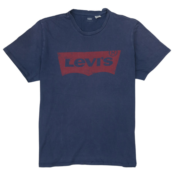 Levi's 90's Spellout Short Sleeves T Shirt Large Navy Blue