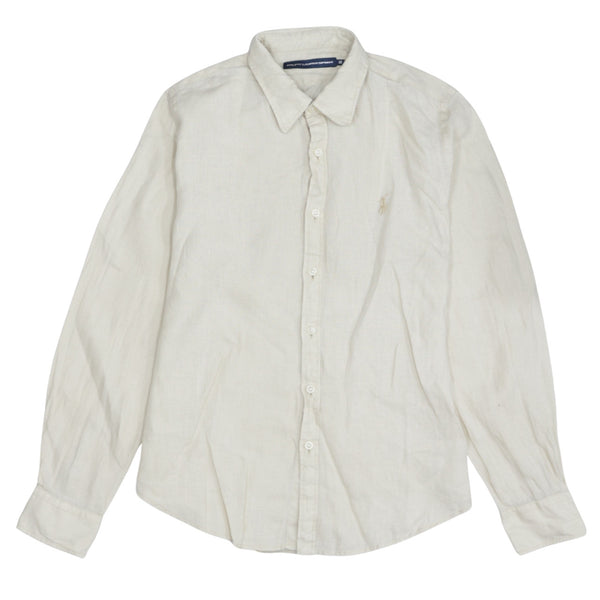 Polo Ralph Lauren 90's Long Sleeve Button Up Shirt Small  Beige Cream