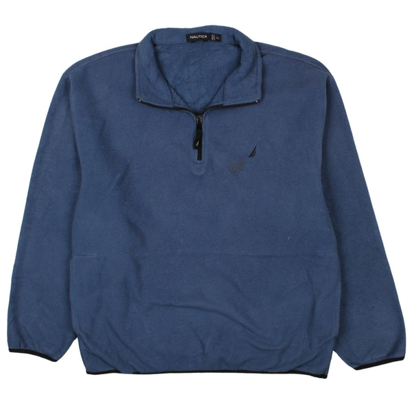 Nautica 90's Quater Zip Fleece Jumper XLarge Blue