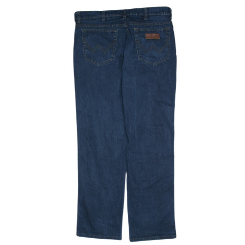 Wrangler Navy Blue Jeans Men's 38 Classic Straight Leg Five Pocket Denim Trousers