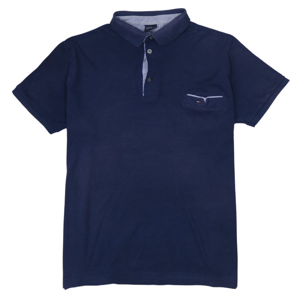 Tommy Hilfiger 90's Short Sleeves Quarter Button Polo Shirt XLarge Navy Blue