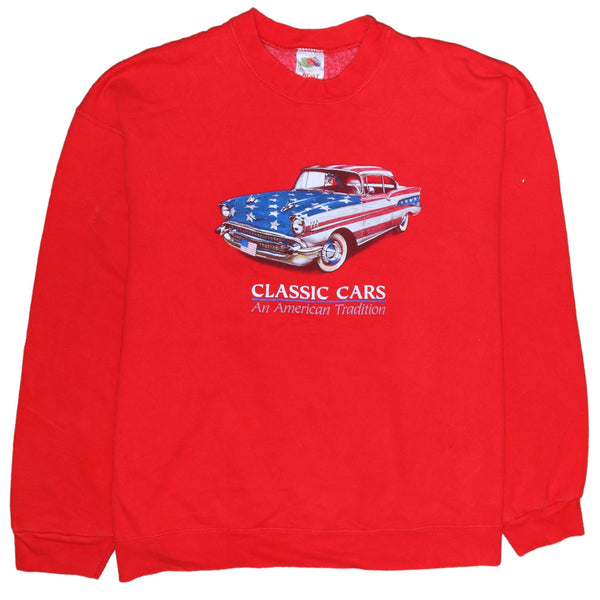 Fruit of the loom 90's Classic Cars An American Tradition Crew Neck Sweatshirt XLarge Red