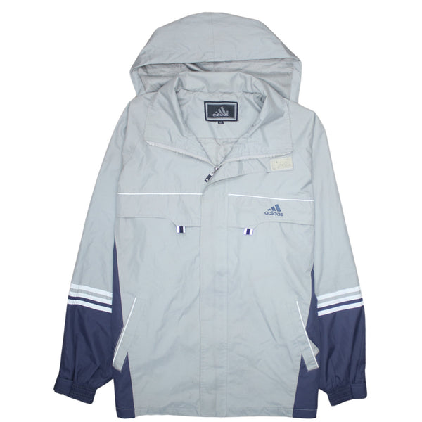 Adidas 90's Hooded Full Zip Up Windbreaker XLarge Grey