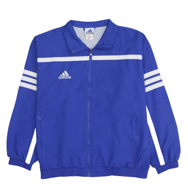 Adidas Royal Blue Windbreaker Jacket Men's Medium Embroidered Logo Three Stripe Track Top
