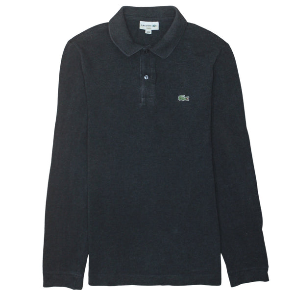 Lacoste Black Long Sleeve Polo Shirt Women’s Medium Embroidered Croc Logo Cotton Top
