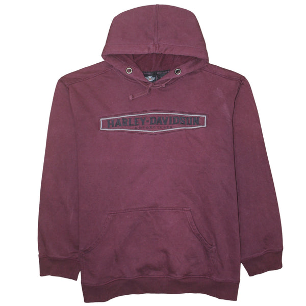 Harley Davidson 90's Spellout Pullover Hoodie XXXLarge (3XL) Burgundy Red