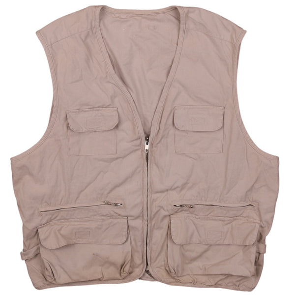 Active 90's Vest Sleeveless Full Zip Up Gilet Large (missing sizing label) Tan Brown