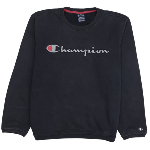 Champion 90's Spellout Crew Neck Sweatshirt Large Black