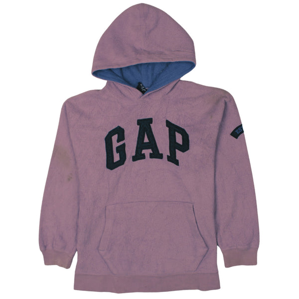 Gap 90's Hooded Spellout Fleece Jumper XLarge Purple