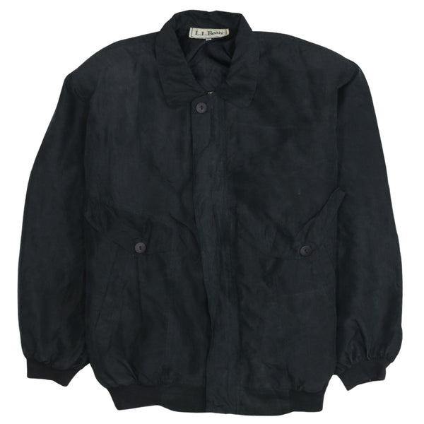 L.L.Bean 90's Plain Full Zip Up Windbreaker Large  Black