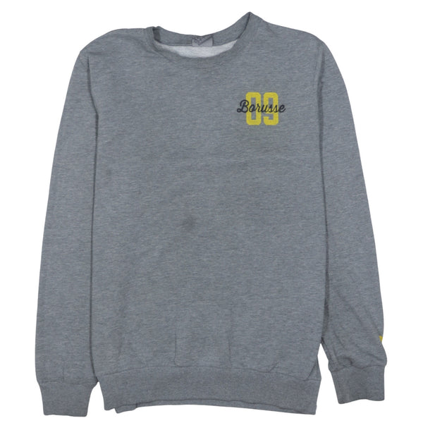 Puma Grey Sweatshirt Men's Medium Borussia Dortmund BVB Printed Logos Crewneck Pullover Top