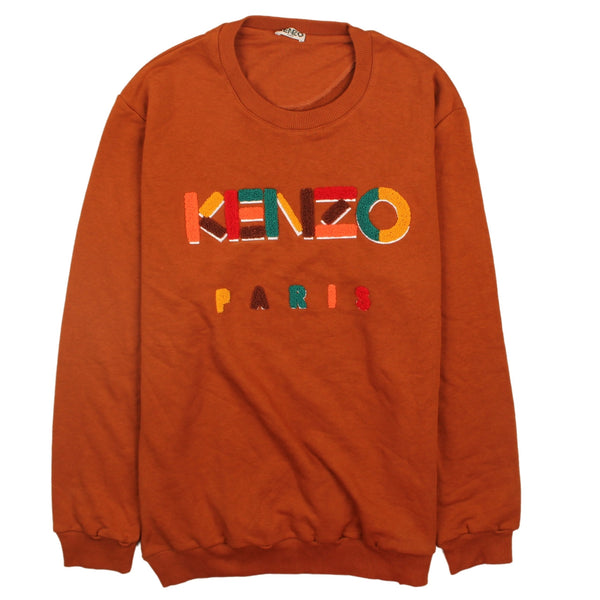 Kenzo 90's Spellout Crew Neck Sweatshirt Large (missing sizing label) Orange