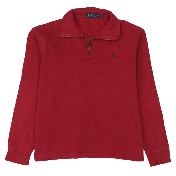 Polo Ralph Lauren Burgundy Red Quarter Zip Sweatshirt Men's Medium Embroidered Pony Pullover Top