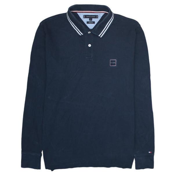 Tommy Hilfiger 90's Long Sleeve Quarter Button Polo Shirt Medium Navy Blue