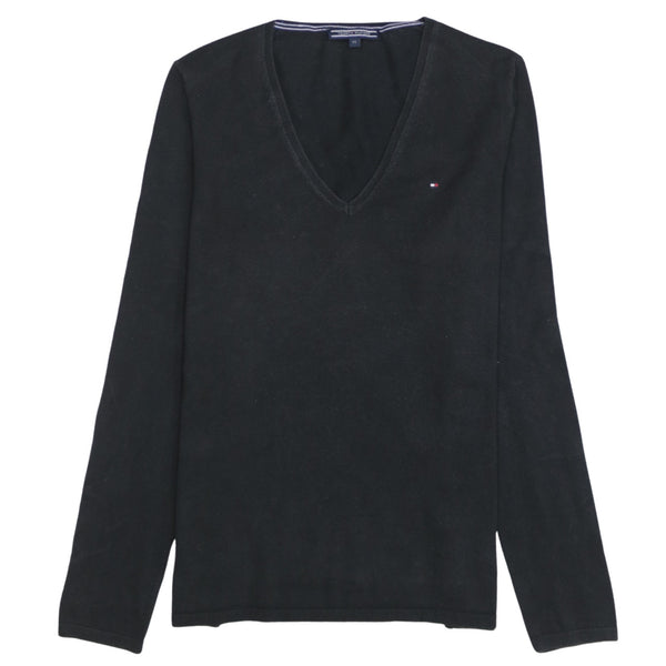 Tommy Hilfiger 90's Lightweight V Neck Sweatshirt Medium Black