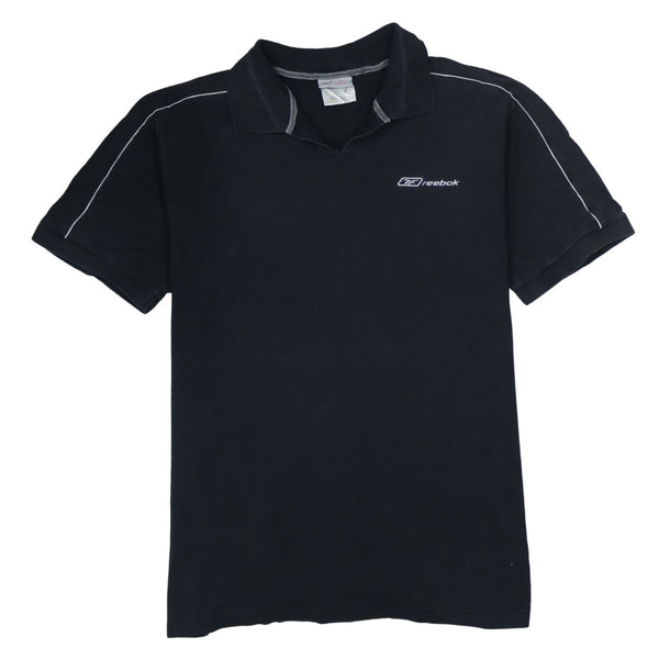 Reebok 90's Short Sleeves V Neck Polo Shirt Large Black