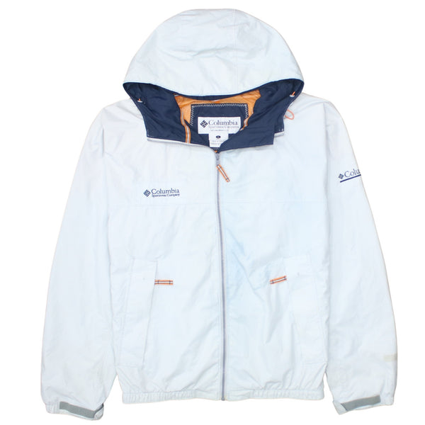 Columbia 90's Hooded Full Zip Up Windbreaker Large White