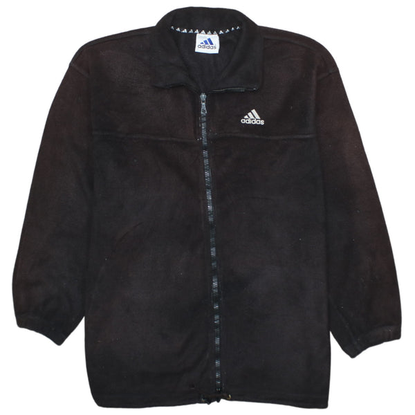 Adidas 90s Black Hiking Full Zip Fleece Jumper Medium Warm Retro